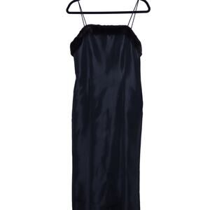 CHETTA B Evening Y2K Black Cocktail Dress Fur Trimmed Gown Women's 8